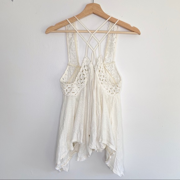 Free People White Tank Top With Criss Cross Detail - Picture 2 of 8
